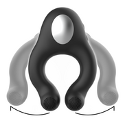 BLACK&SILVER - SILICONE Sensory Device RING 3 MOTORS RECHARGEABLE BLACK