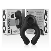 BLACK&SILVER - SILICONE Sensory Device RING 3 MOTORS RECHARGEABLE BLACK