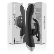 BLACK&SILVER - DJ. ADAM WIEDERAUFLADBARER SILIKON-HASENVIBRATOR SCHWARZ