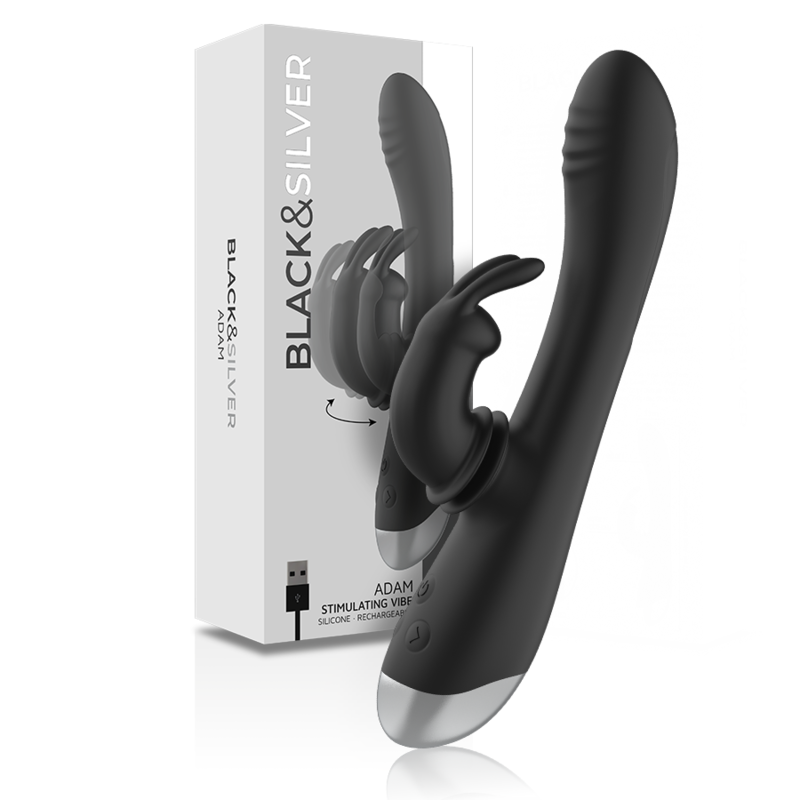 BLACK&SILVER - DJ. ADAM WIEDERAUFLADBARER SILIKON-HASENVIBRATOR SCHWARZ