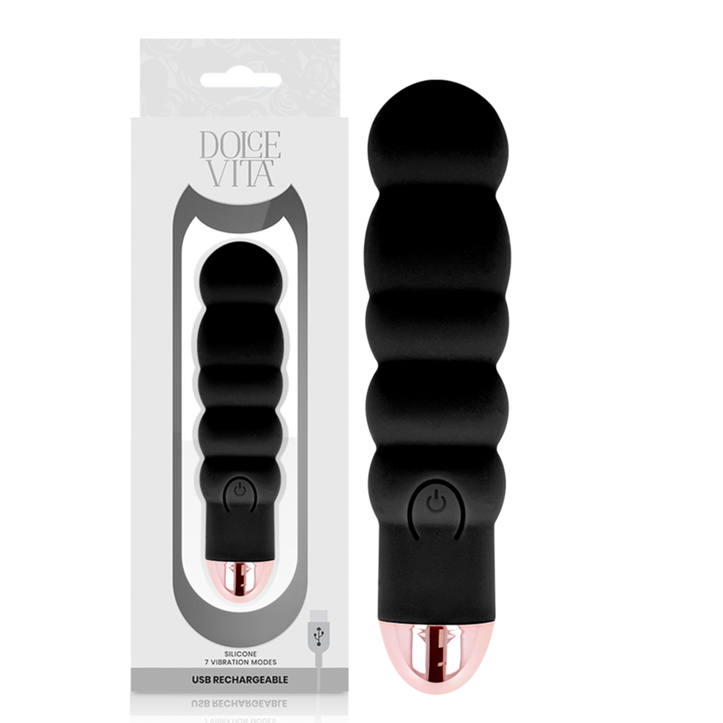 DOLCE VITA - RECHARGEABLE Sensory Device SIX BLACK 7 SPEEDS