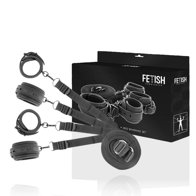 FETISCH SUBMISSIV – SET AUS HANDSCHELLEN UND FESSELN MIT NEOPRENFUTTER