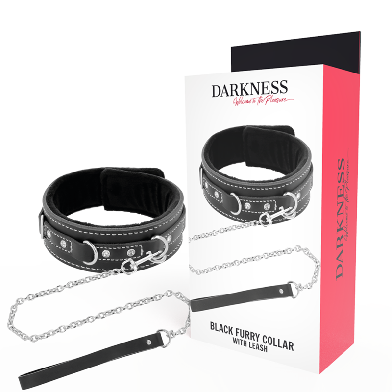 DARKNESS - HOCHWERTIGE LEDERHALSKETTE MIT LEINE