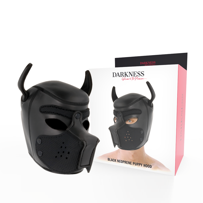 DARKNESS – HUNDEMASKE AUS NEOPREN MIT ABNEHMBAREM MAULKORB L