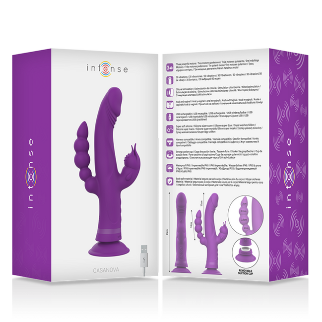 INTENSE - CASANOVA RABBIT SILICONE Sensory Device TRIPLE MOTOR PURPLE