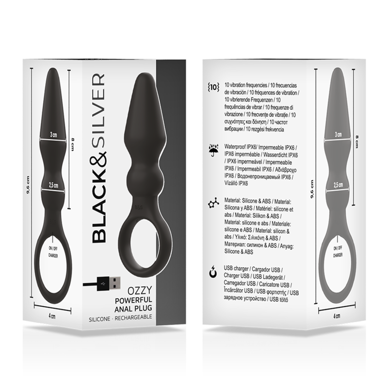 BLACK&SILVER - OZZY KRAFTVOLLER SILIKON ANALPLUG