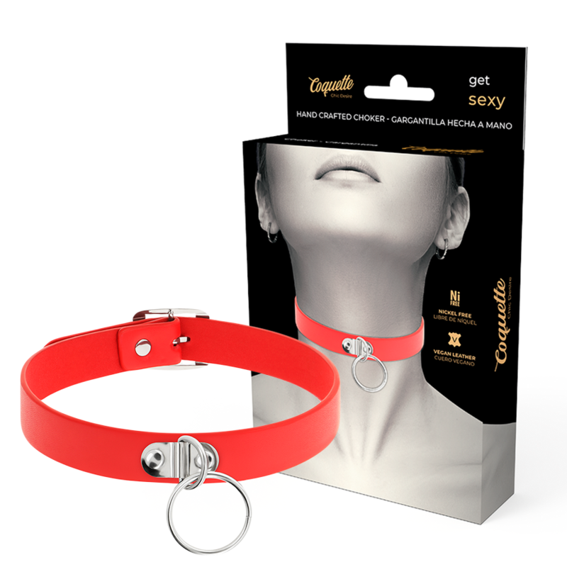 COQUETTE CHIC DESIRE – ROTE VEGAN LEDER HALSKETTE FRAU FESCH ACCESSOIRE