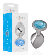 INTENSE - ANALE METALLPLUG AUS ALUMINIUM MIT BLAUEM KRISTALL GRÖSSE S