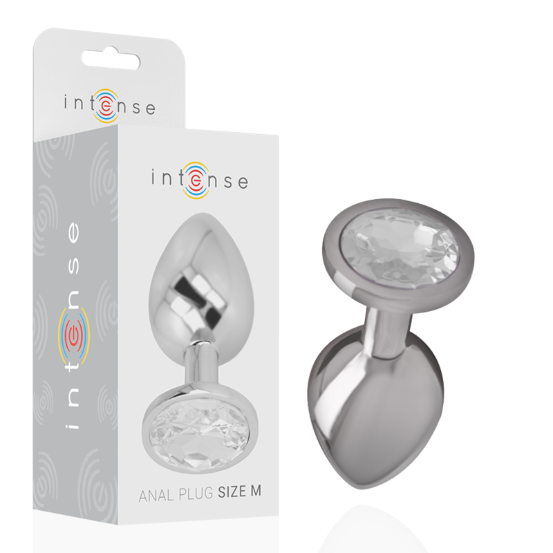 INTENSIV - ANALTIEFENSTECKER AUS ALUMINIUM METALL MIT SILBERNEM KRISTALL GRÖSSE M