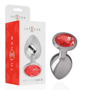 INTENSE - METALL ANALPLUG MIT ROTEM KRISTALL GRÖSSE M