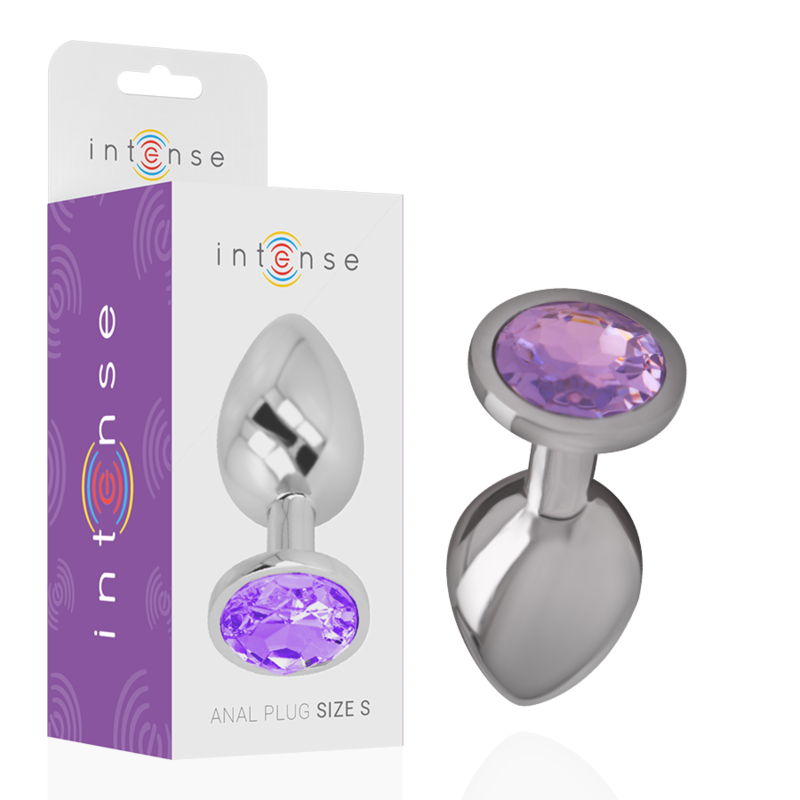 INTENSE - ALUMINIUM METALL ANALPLUG MIT VIOLETTEM KRISTALL GRÖSSE L