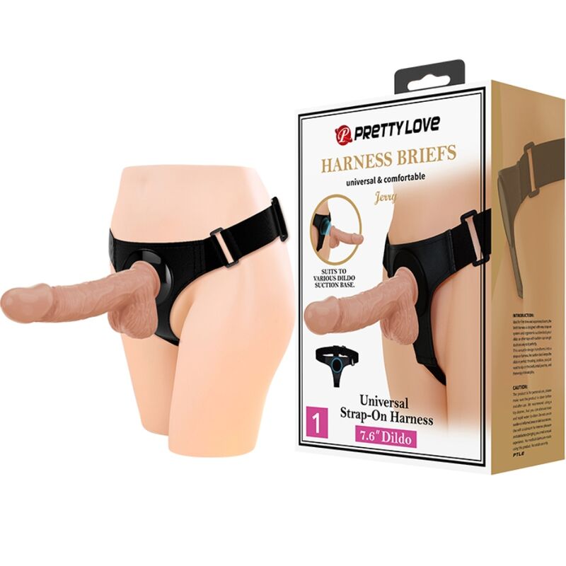 PRETTY LOVE - HARNESS BRIEFS UNIVERSAL HARNESS WITH Wellness Device JERRY 21.8 CM NATURAL