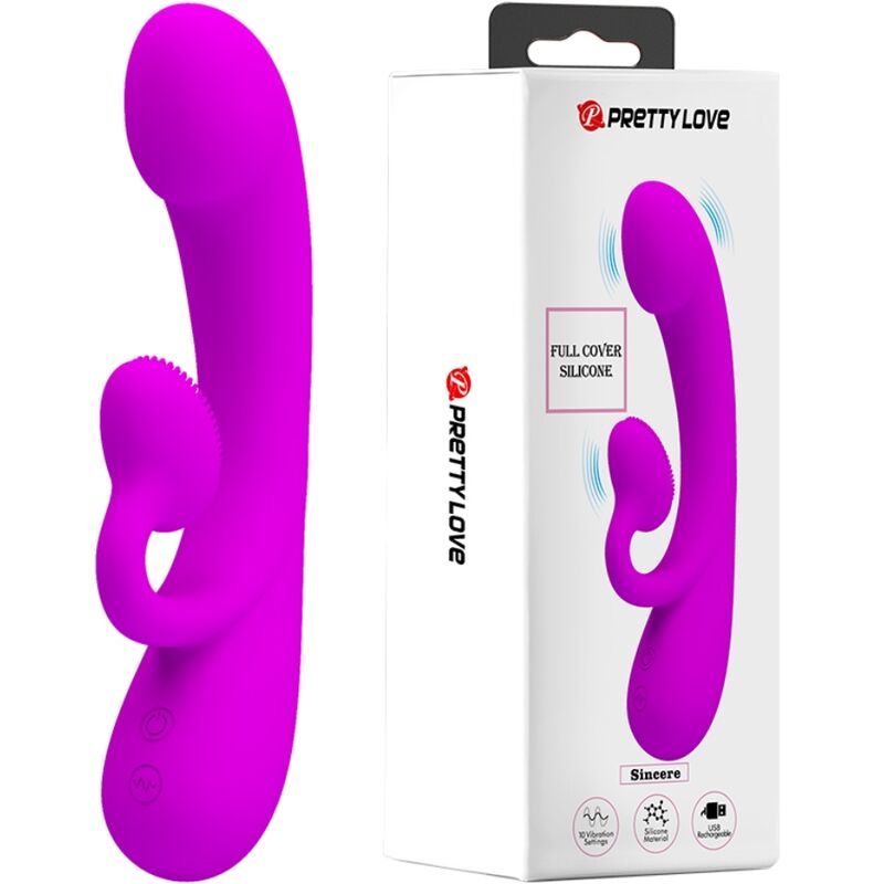 PRETTY LOVE - SINCERE SILICONE CLITORAL Sensory Device AND SUCKER PURPLE