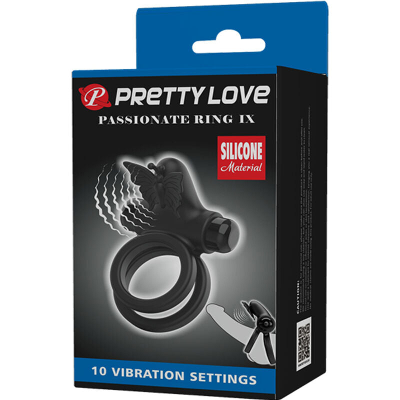 PRETTY LOVE - DOPPELTER VIBRATIONSCOCKRING MIT SCHWARZEM STIMULATOR
