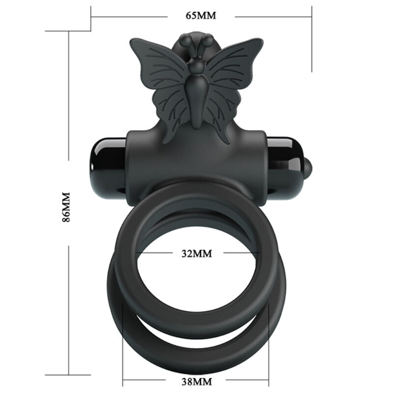 PRETTY LOVE - DOPPELTER VIBRATIONSCOCKRING MIT SCHWARZEM STIMULATOR