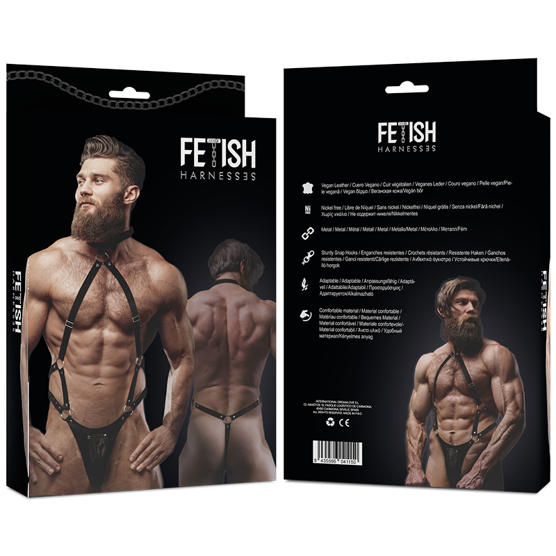 FETISCH SUBMISSIVE EINSTELLUNG - HERREN-JOCKSTRAP-GESCHIRR AUS ÖKO-LEDER
