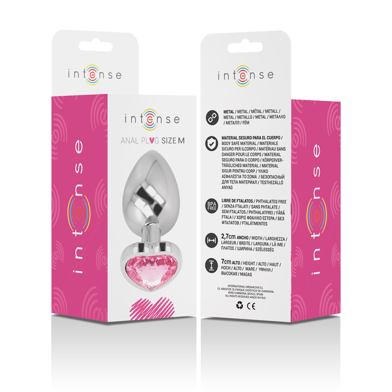INTENSE - ALUMINIUM METALL ANALPLUG PINK HERZ GRÖSSE M