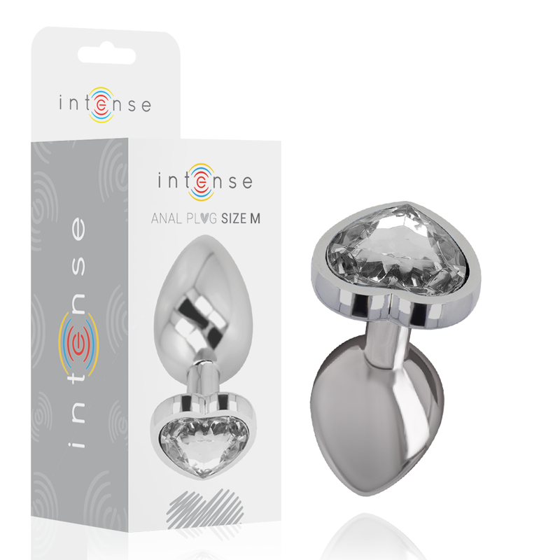 INTENSE - ALUMINIUMMETALL-ANALPLUG WEISSES HERZ GRÖSSE M
