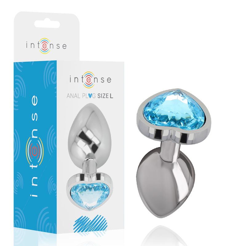 INTENSE - ALUMINIUM METALL ANUSPLUG BLAUES HERZ GRÖSSE L