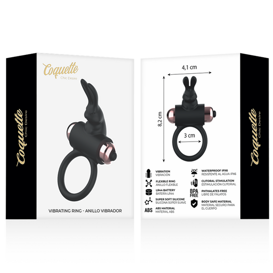 COQUETTE CHIC DESIRE - Intimate Wellness Ring WITH Sensory Device BLACK/ GOLD