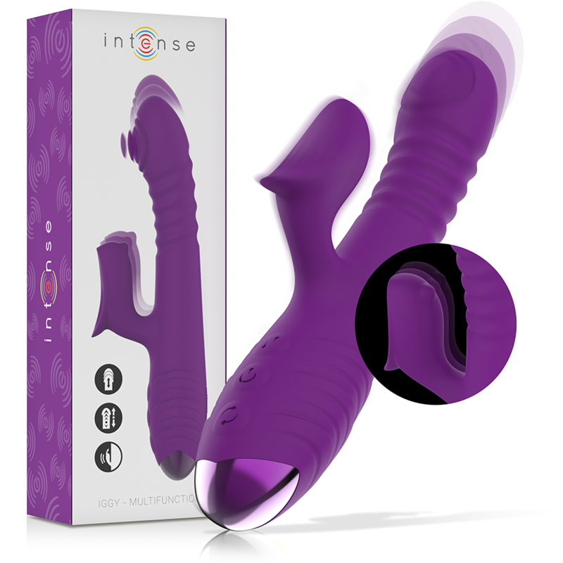 INTENSE - IGGY MULTIFUNCTION RECHARGEABLE Sensory Device UP & DOWN WITH CLITORAL STIMULATOR PURPLE