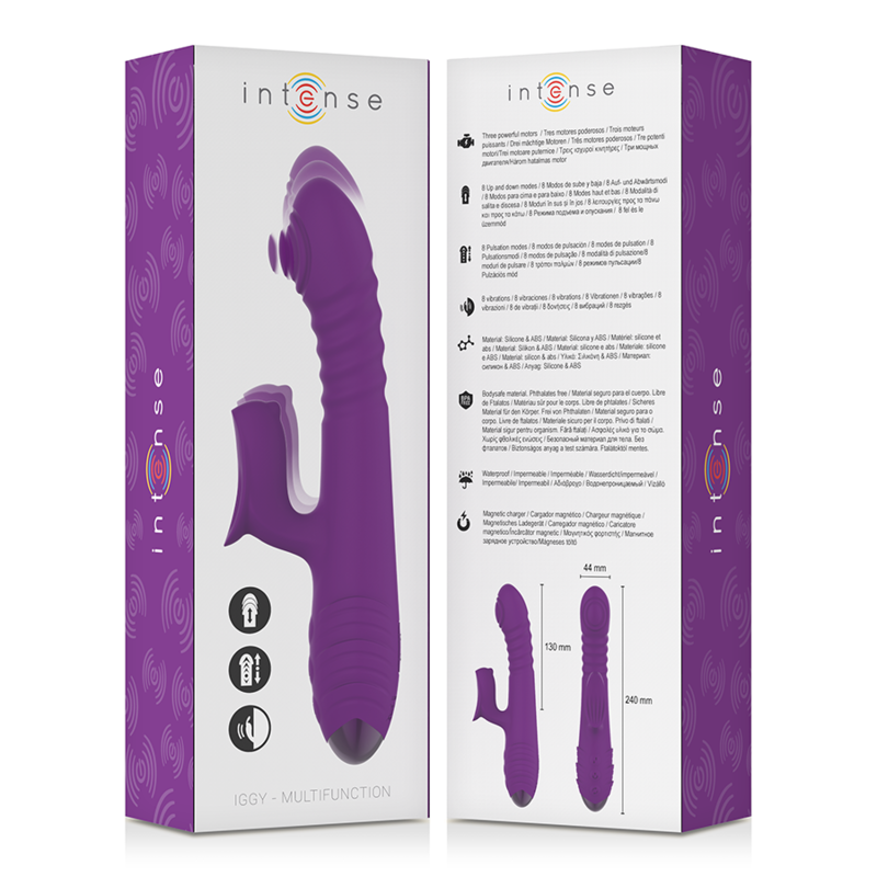 INTENSE - IGGY MULTIFUNCTION RECHARGEABLE Sensory Device UP & DOWN WITH CLITORAL STIMULATOR PURPLE