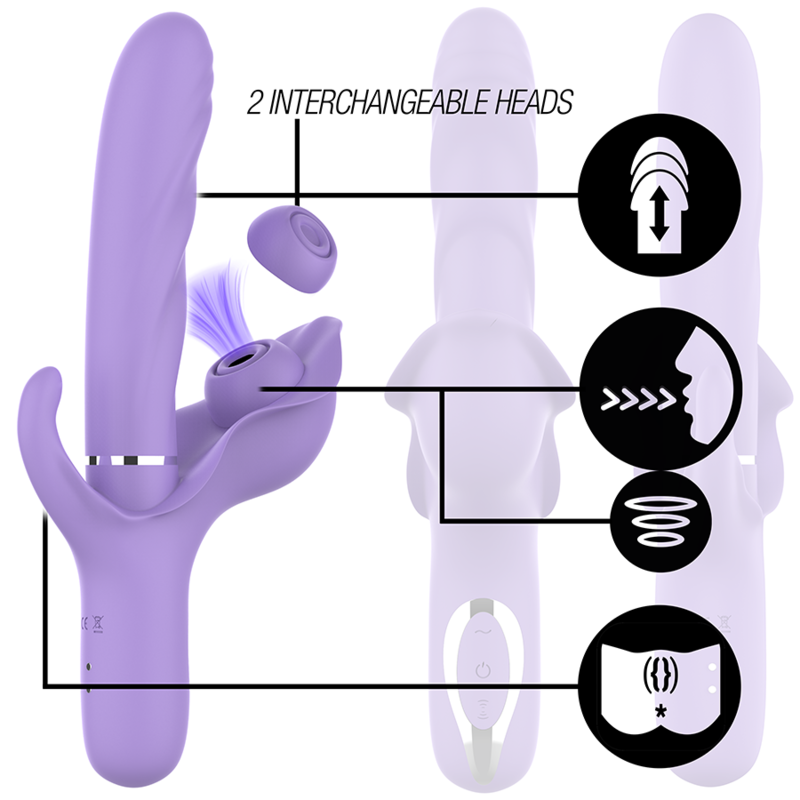 INTENSE - BILLIE MULTIFUNCTIONAL RECHARGEABLE SUCTION Sensory Device WITH PURPLE PUSH BUTTON