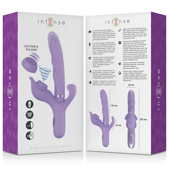 INTENSE - BILLIE MULTIFUNCTIONAL RECHARGEABLE SUCTION Sensory Device WITH PURPLE PUSH BUTTON