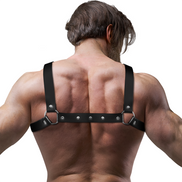 FETISCH SUBMISSIVE EINSTELLUNG - VERSTELLBARES HERREN-ECO-LEDER-KÖRPERGESCHIRR BULLDOG STYLE