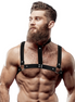 FETISH SUBMISSIVE ATTITUDE - ADJUSTABLE ECO-LEATHER CHEST HARNESS WITH NECKLACE FOR MEN