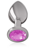 INTENSE - ALUMINUM METAL ANAL PLUG WITH PINK CRYSTAL SIZE L
