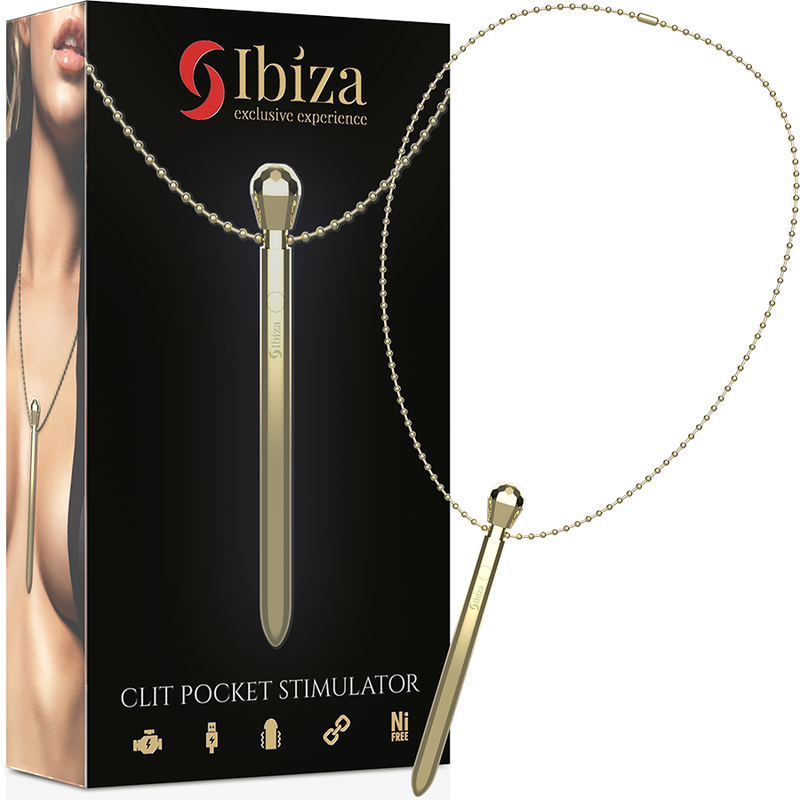 IBIZA - KLITORIS-TASCHENSTIMULATOR HALSBAU USB-LADEGERÄT 12 VIBRATIONSMODI GOLDEN 12,2 X 1,5