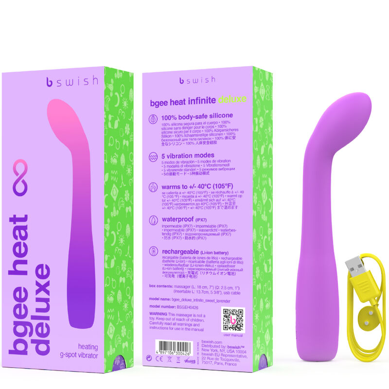 B SWISH - BGEE HEAT INFINITE DELUXE RECHARGEABLE Sensory Device LAVENDER SILICONE