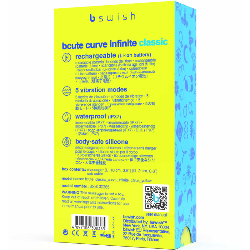 B SWISH - BCUTE CURVE INFINITE CLASSIC WIEDERAUFLADBARES SILIKON-Sensorgerät GELB
