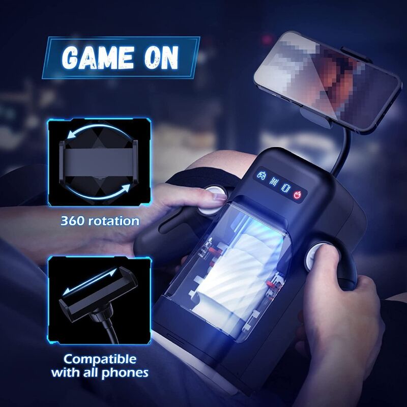 GAME CUP - STOSSENDER VIBRATIONSMASTURBATOR MIT HEIZFUNKTION UND HANDYHALTERUNG - SCHWARZ