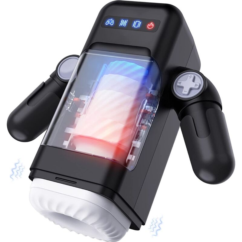 GAME CUP - STOSSENDER VIBRATIONSMASTURBATOR MIT HEIZFUNKTION UND HANDYHALTERUNG - SCHWARZ