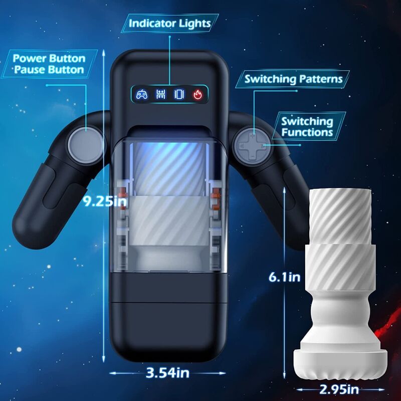 GAME CUP - STOSSENDER VIBRATIONSMASTURBATOR MIT HEIZFUNKTION UND HANDYHALTERUNG - SCHWARZ