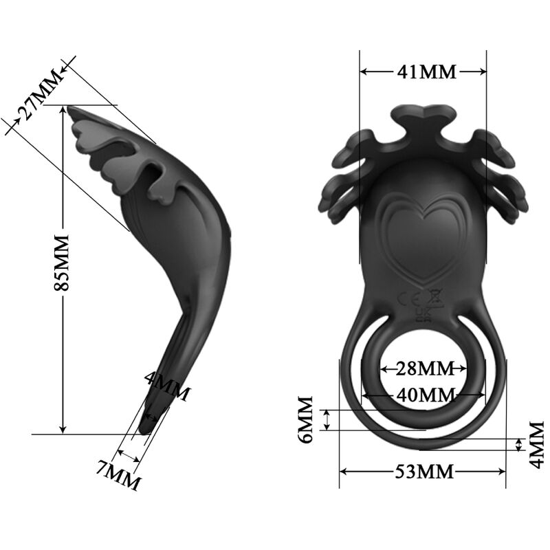 PRETTY LOVE - RUBEN Sensory Device RING 7 VIBRATIONS SCHWARZ SILIKON