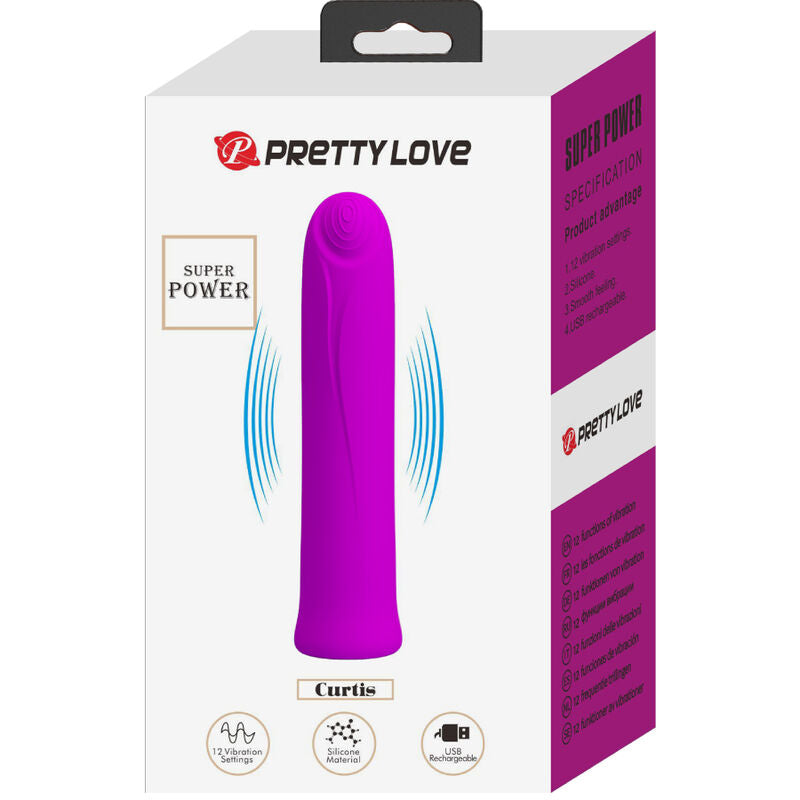 PRETTY LOVE - CURTIS MINI SUPER POWER Sensory Device 12 VIOLET SILICONE VIBRATIONS