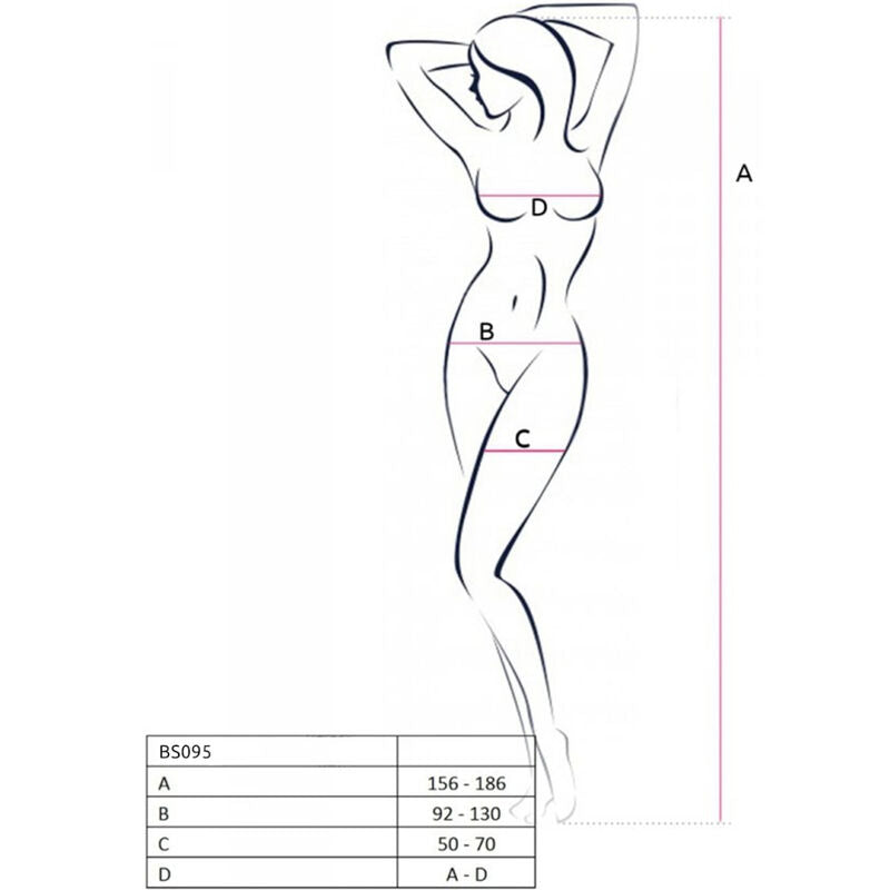 PASSION - BS095 SCHWARZER BODYSTOCKING EINHEITSGRÖSSE