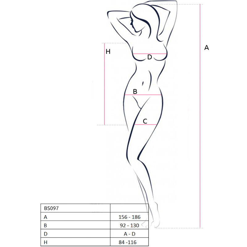 PASSION - BS097 SCHWARZER BODYSTOCKING EINHEITSGRÖSSE