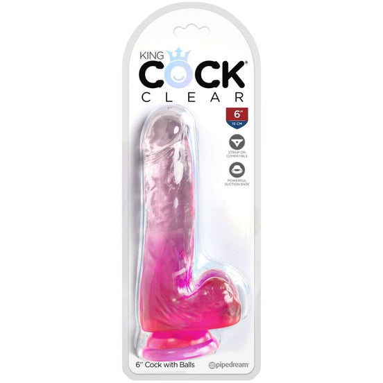 KING COCK - REALISTISCHER TRANSPARENTER PENIS MIT HODEN 13,5 CM PINK