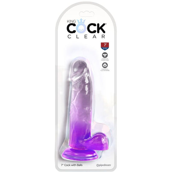 KING COCK - REALISTISCHER PENIS MIT HODEN, TRANSPARENT, 15,2 CM, LILA