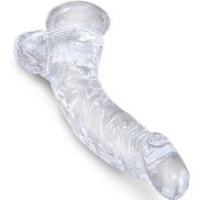 KING COCK – REALISTISCHER GEBOGENER PENIS MIT HODEN 16,5 CM TRANSPARENT