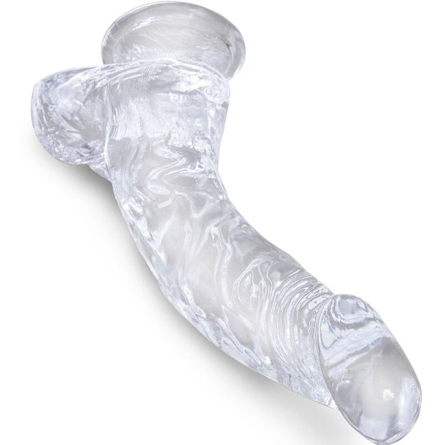 KING COCK – REALISTISCHER GEBOGENER PENIS MIT HODEN 16,5 CM TRANSPARENT