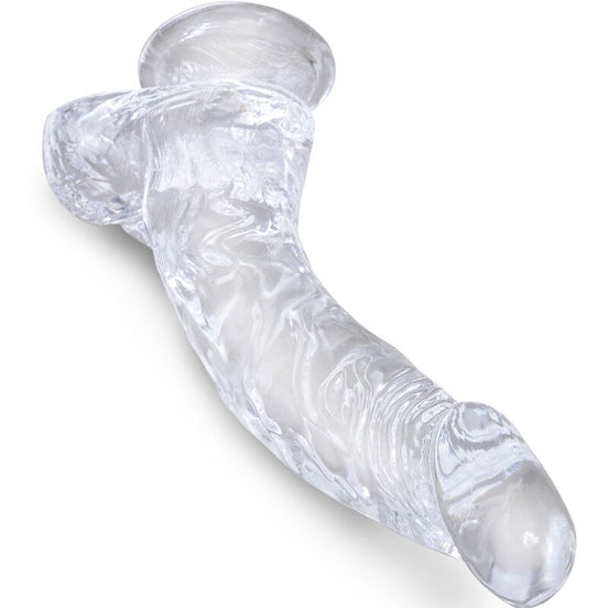 KING COCK – REALISTISCHER GEBOGENER PENIS MIT HODEN 16,5 CM TRANSPARENT