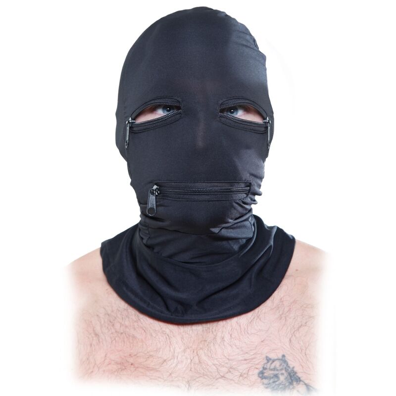 FETISCH FANTASIE SERIE - HAUBE MIT REISSVERSCHLÜSSEN SCHWARZ