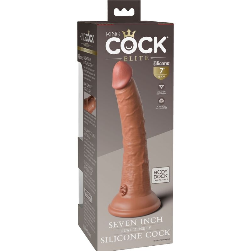 KING COCK - ELITE REALISTIC SILICONE Wellness Device 17.8 CM CARAMEL