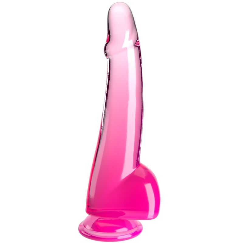 KING COCK - CLEAR Wellness Device WITH TESTICLES 19 CM PINK