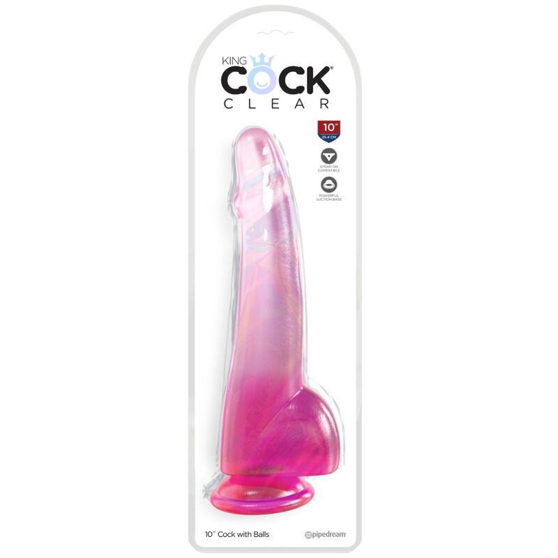 KING COCK - CLEAR Wellness Device WITH TESTICLES 19 CM PINK